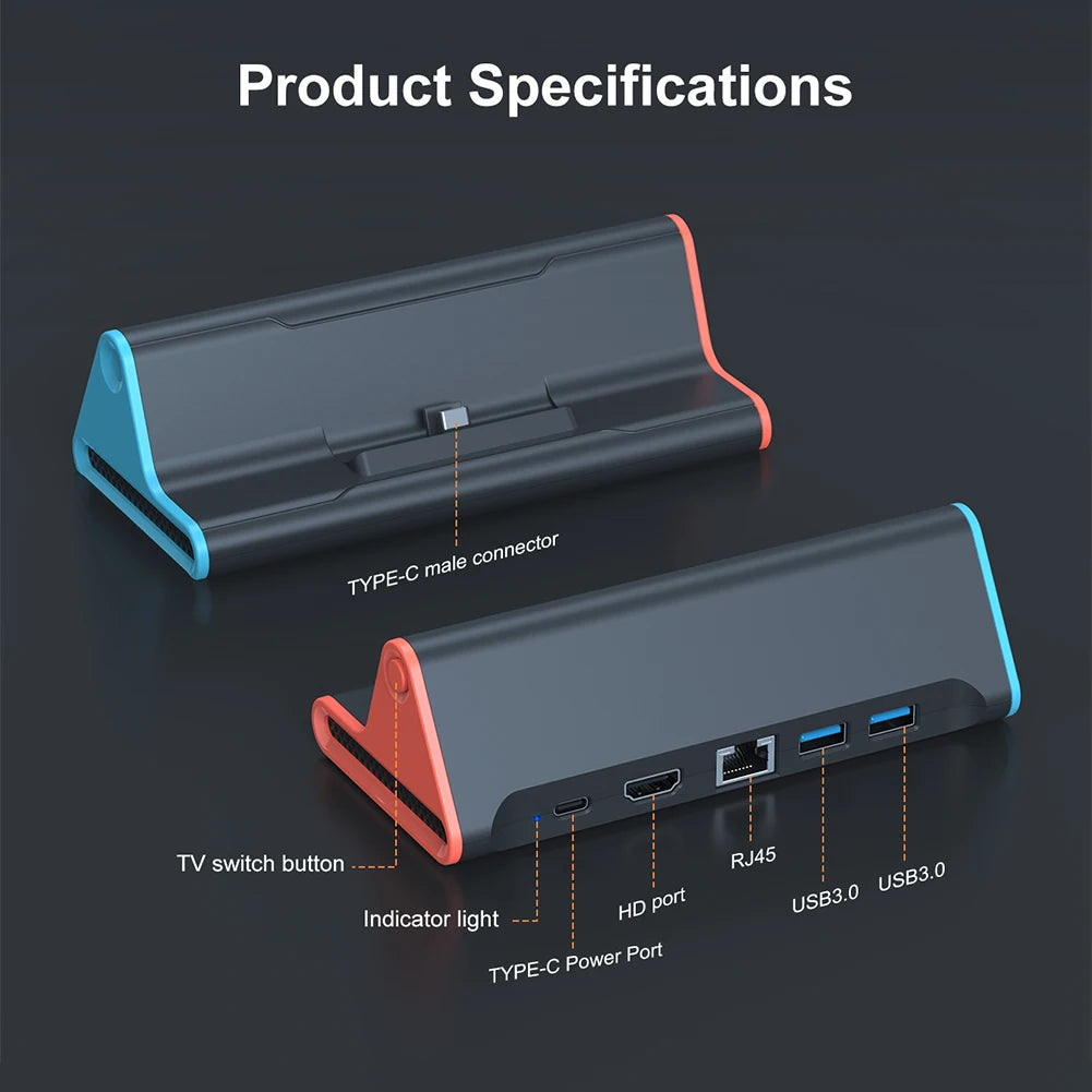 Dock Station para Nintendo Switch 2 con HDMI 4K, 2x USB 3.0 y Carga Rápida PD