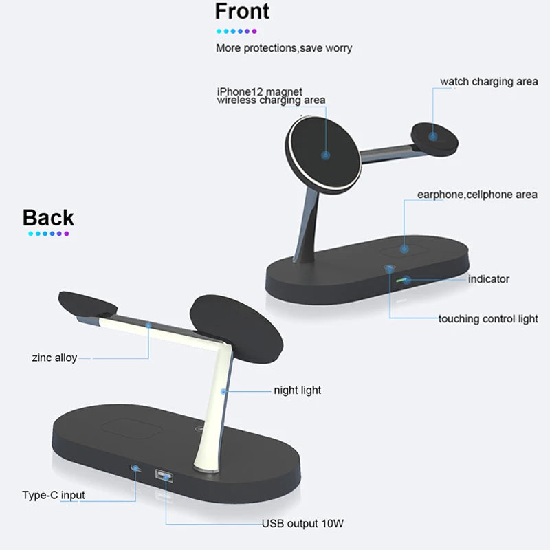 Base de Carga Inalámbrica 3 en 1 para iPhone, Apple Watch y AirPods