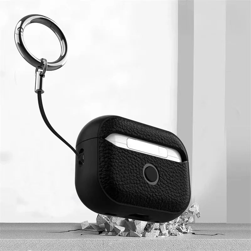 Funda de Piel para AirPods con Gancho y Correa