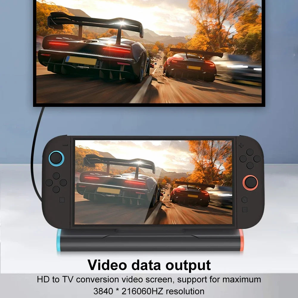 Dock Station para Nintendo Switch 2 con HDMI 4K, 2x USB 3.0 y Carga Rápida PD