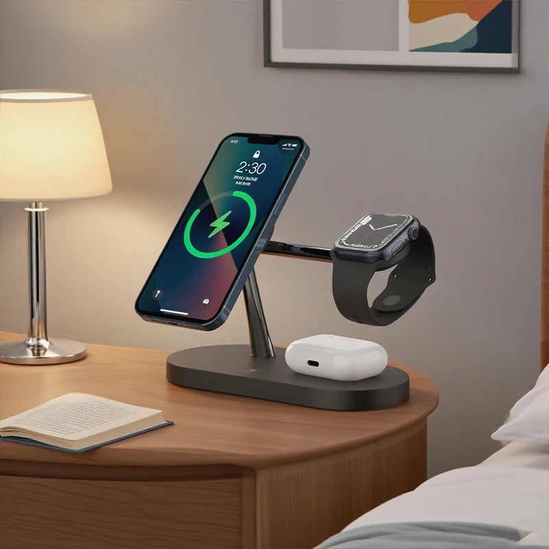Base de Carga Inalámbrica 3 en 1 para iPhone, Apple Watch y AirPods