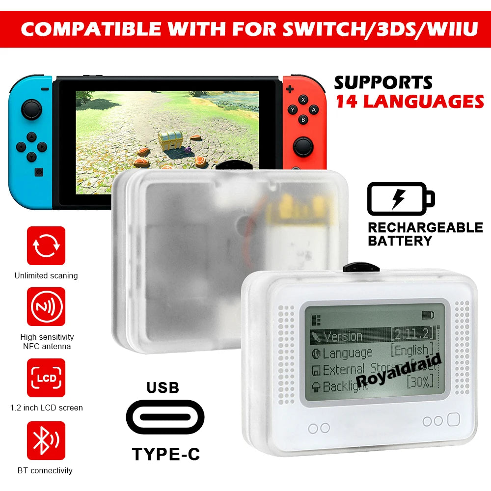 Simulador de Amiibo Recargable Compatible con Switch, 3DS y Wii U