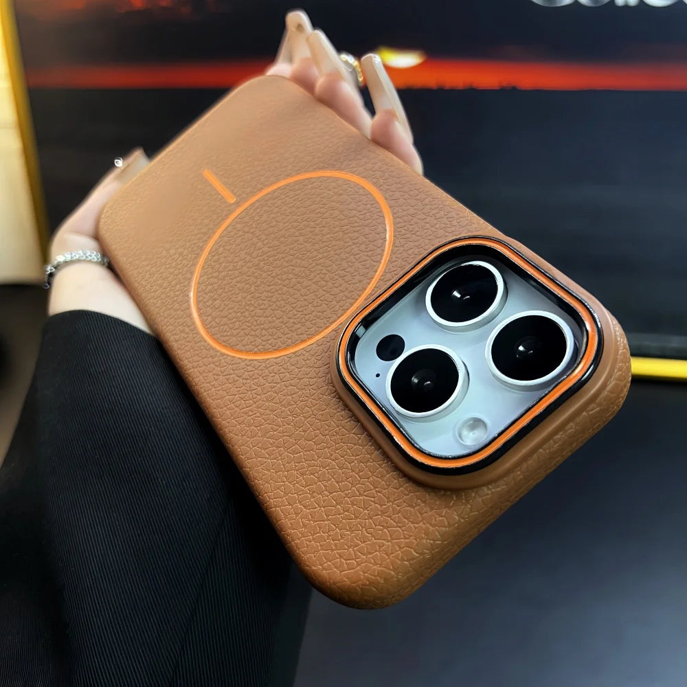 Funda Magnética de Piel para iPhone Compatible con MagSafe