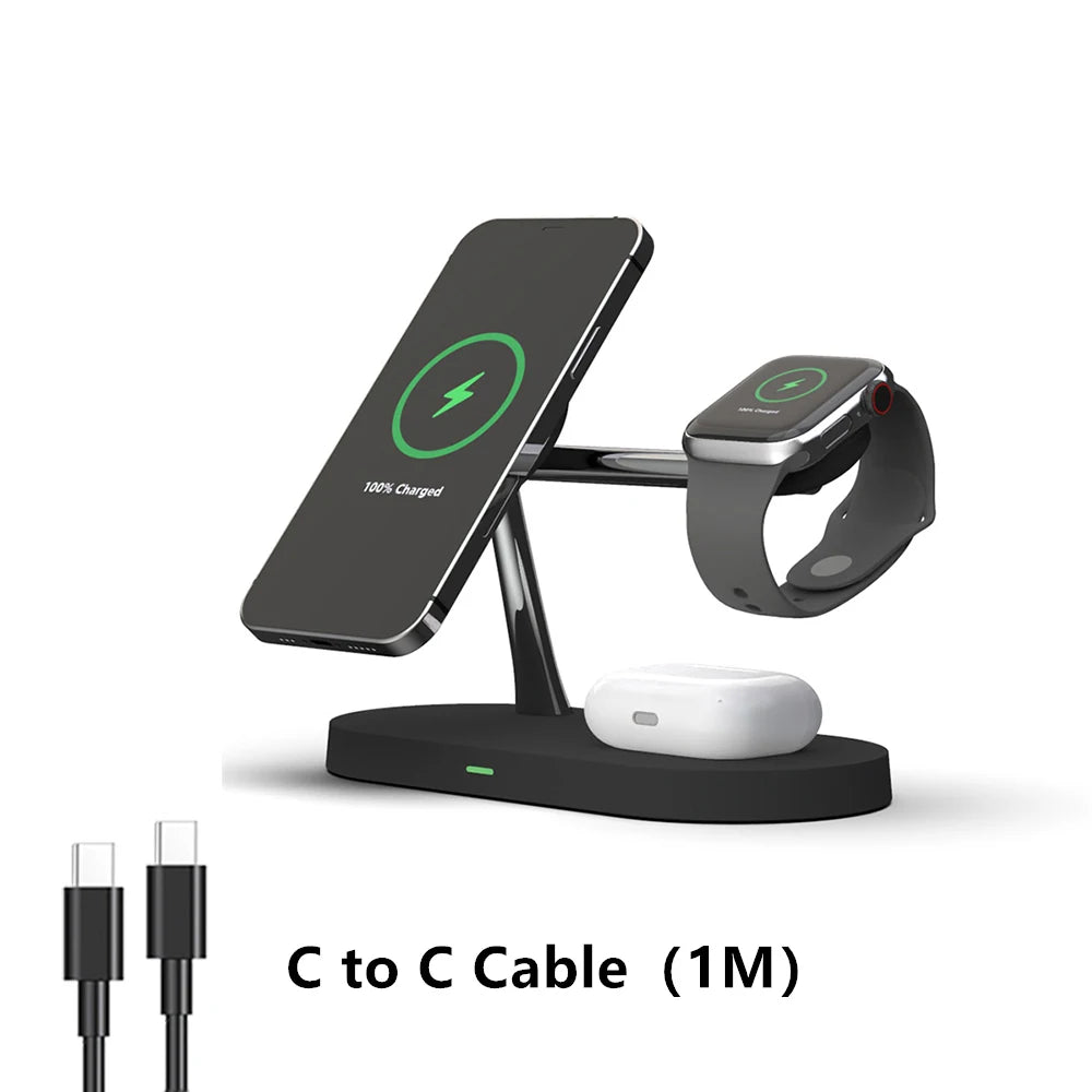 Base de Carga Inalámbrica 3 en 1 para iPhone, Apple Watch y AirPods