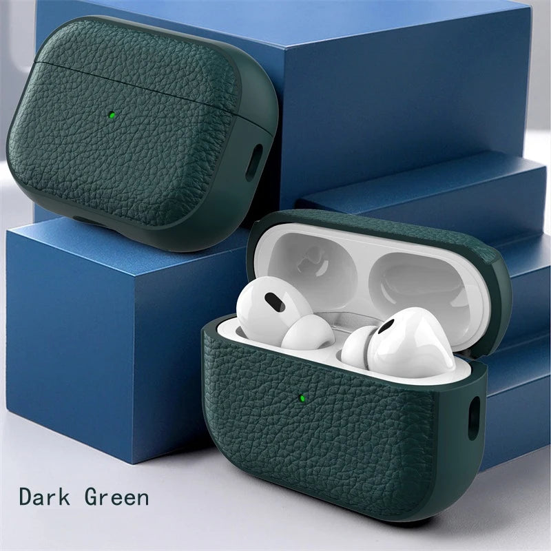 Funda de Piel para AirPods con Gancho y Correa