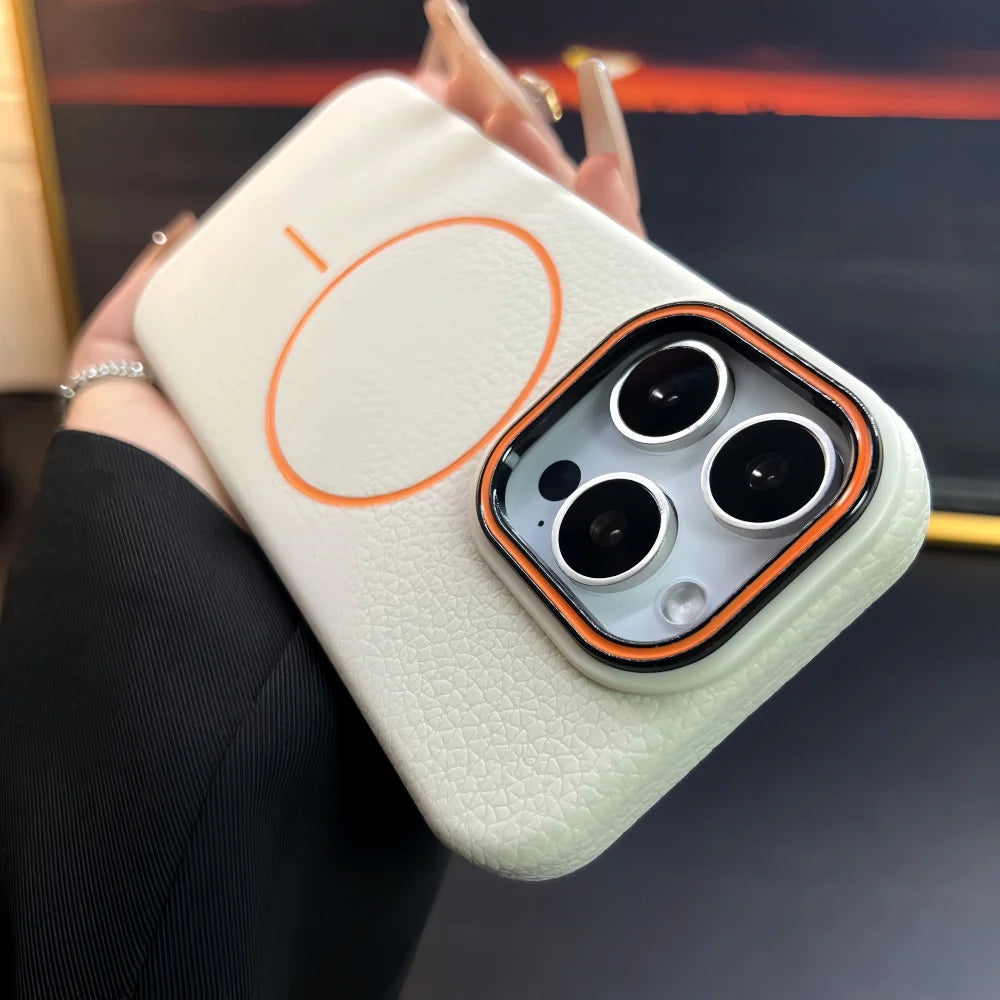 Funda Magnética de Piel para iPhone Compatible con MagSafe