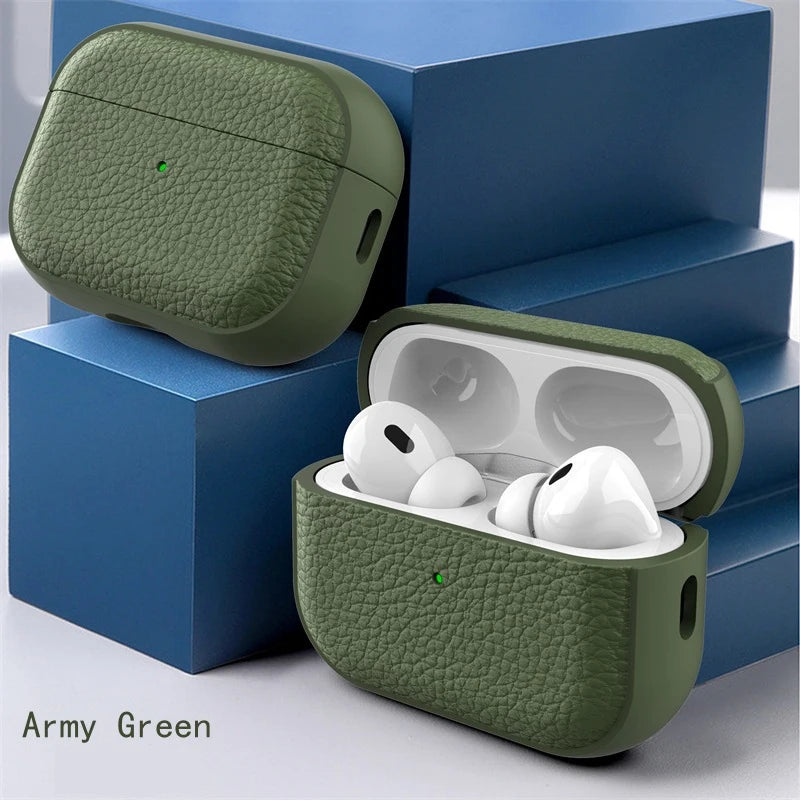 Funda de Piel para AirPods con Gancho y Correa