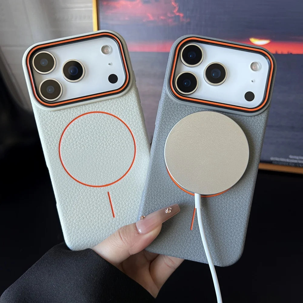 Funda Magnética de Piel para iPhone Compatible con MagSafe