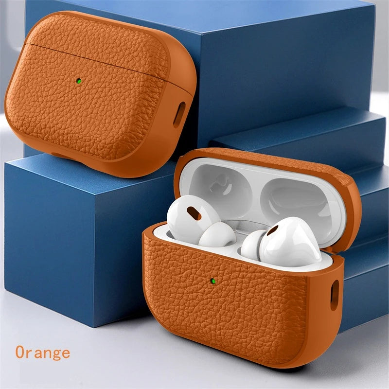 Funda de Piel para AirPods con Gancho y Correa