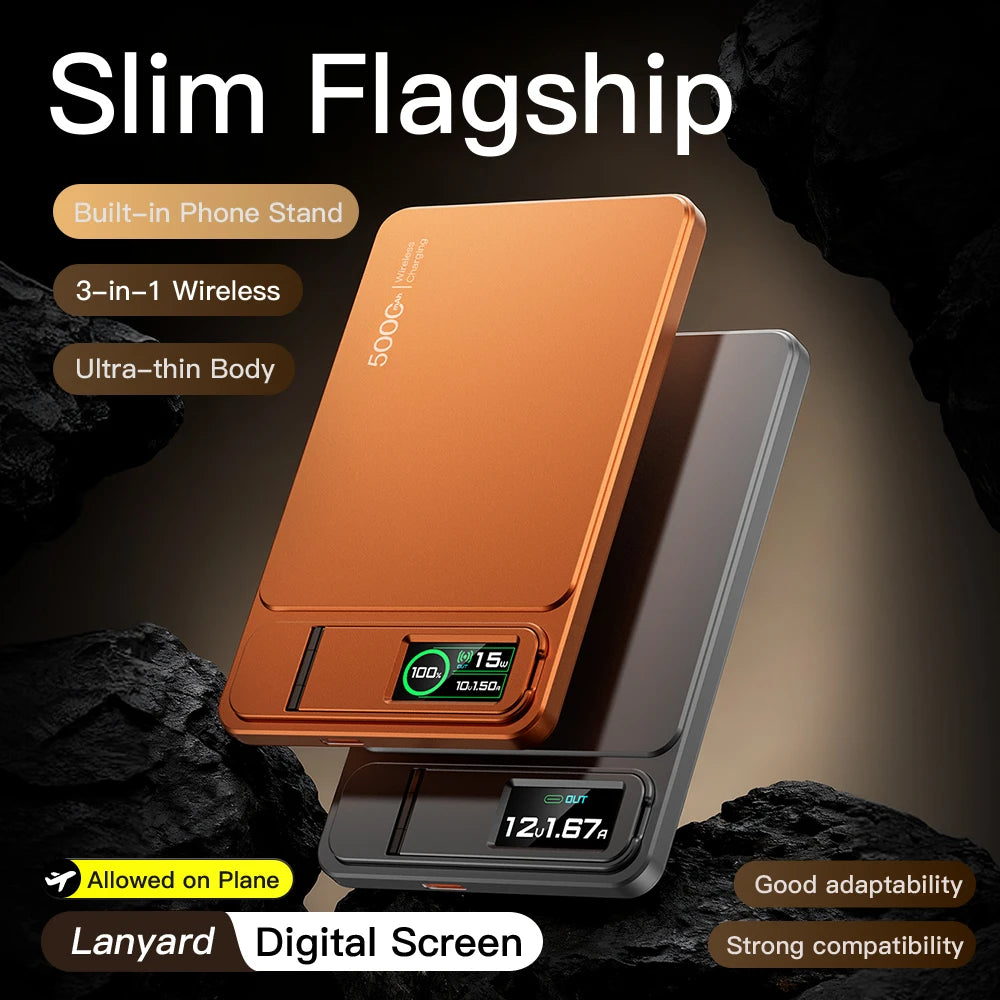 Power Bank Magnético 3 en 1 con Pantalla TFT para iPhone y Apple Watch