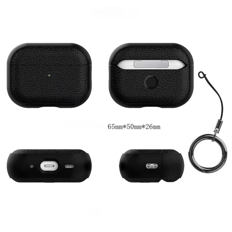 Funda de Piel para AirPods con Gancho y Correa