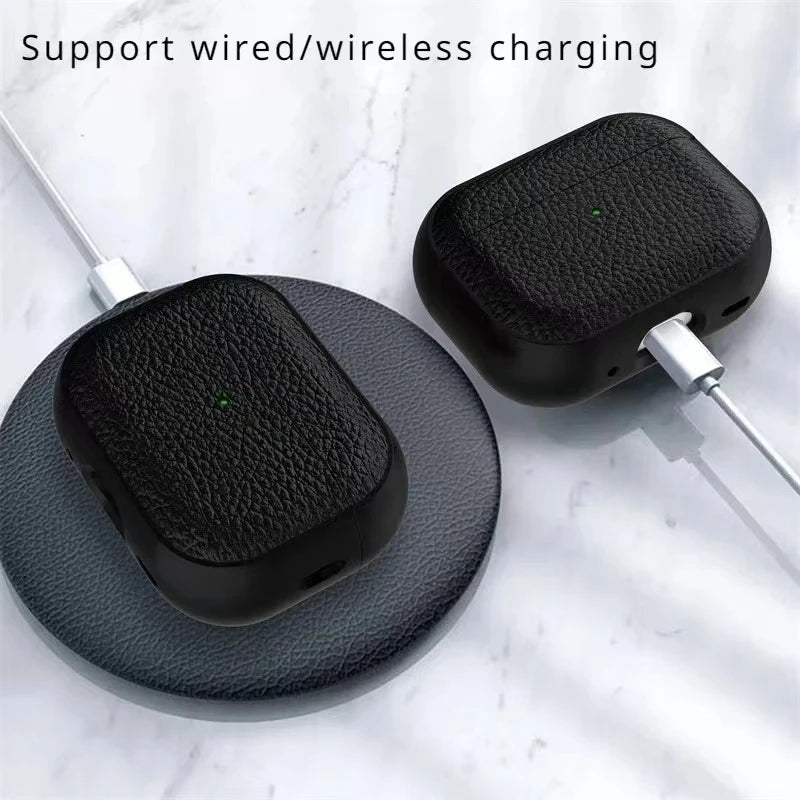 Funda de Piel para AirPods con Gancho y Correa