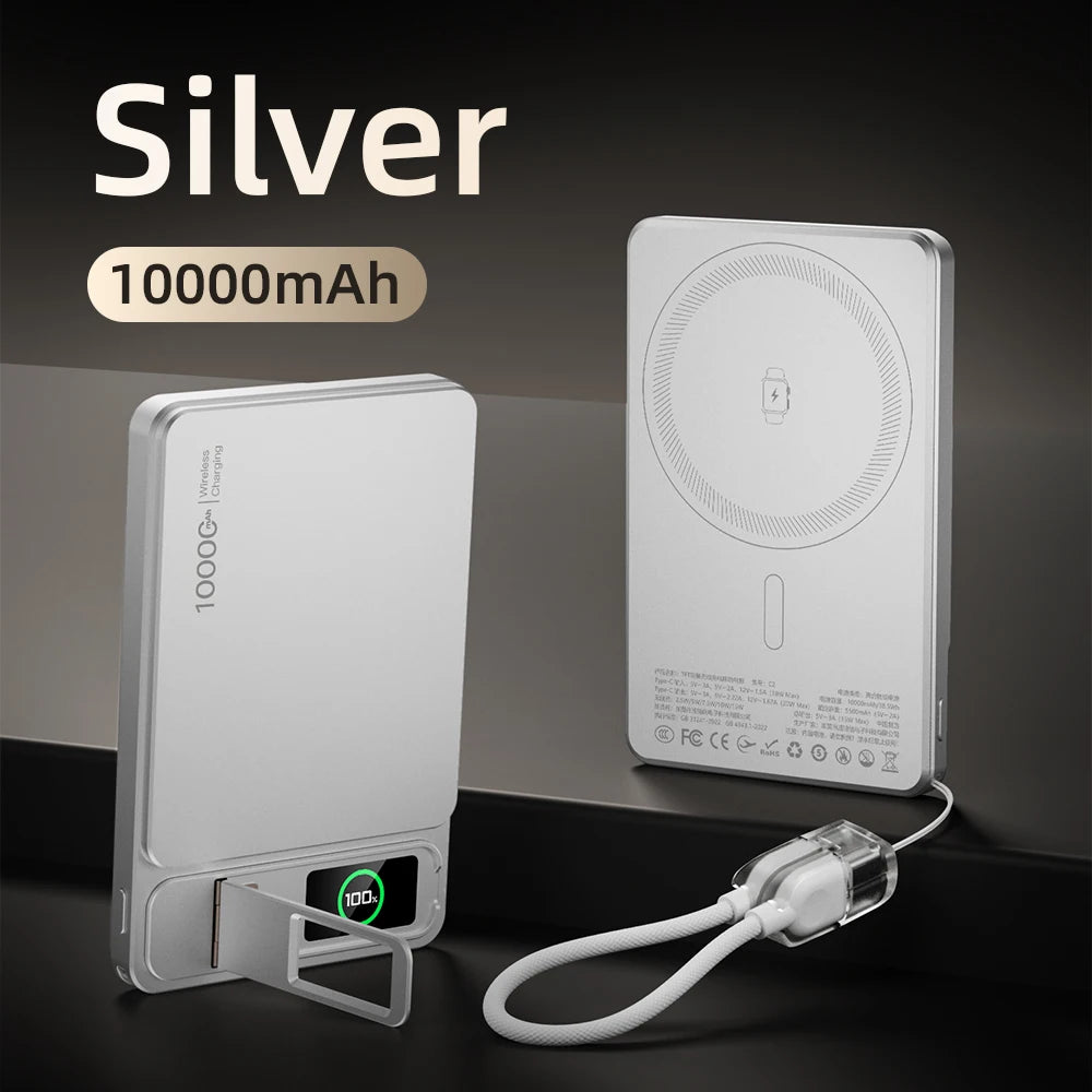 Power Bank Magnético 3 en 1 con Pantalla TFT para iPhone y Apple Watch