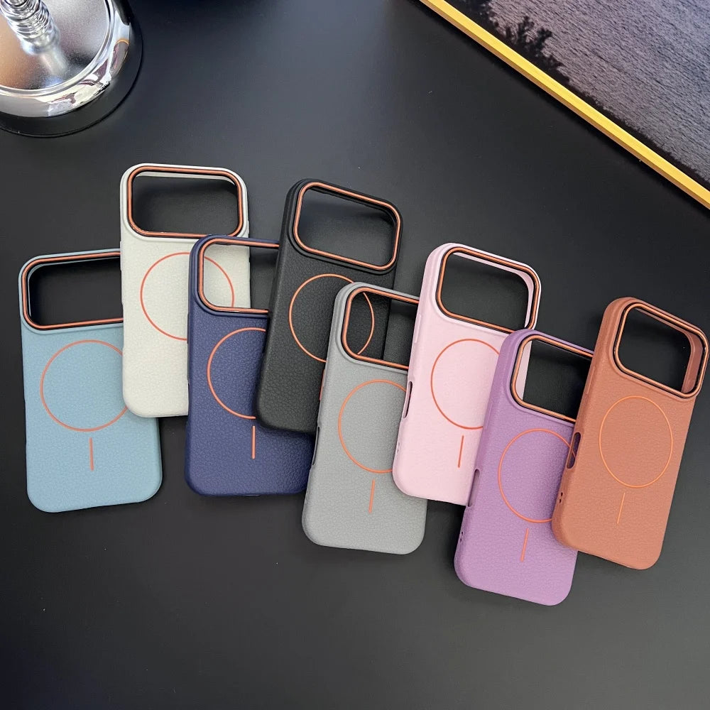 Funda Magnética de Piel para iPhone Compatible con MagSafe