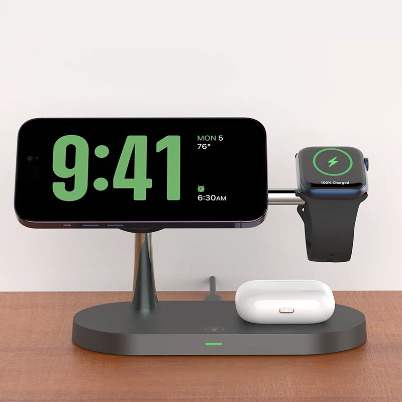 Base de Carga Inalámbrica 3 en 1 para iPhone, Apple Watch y AirPods